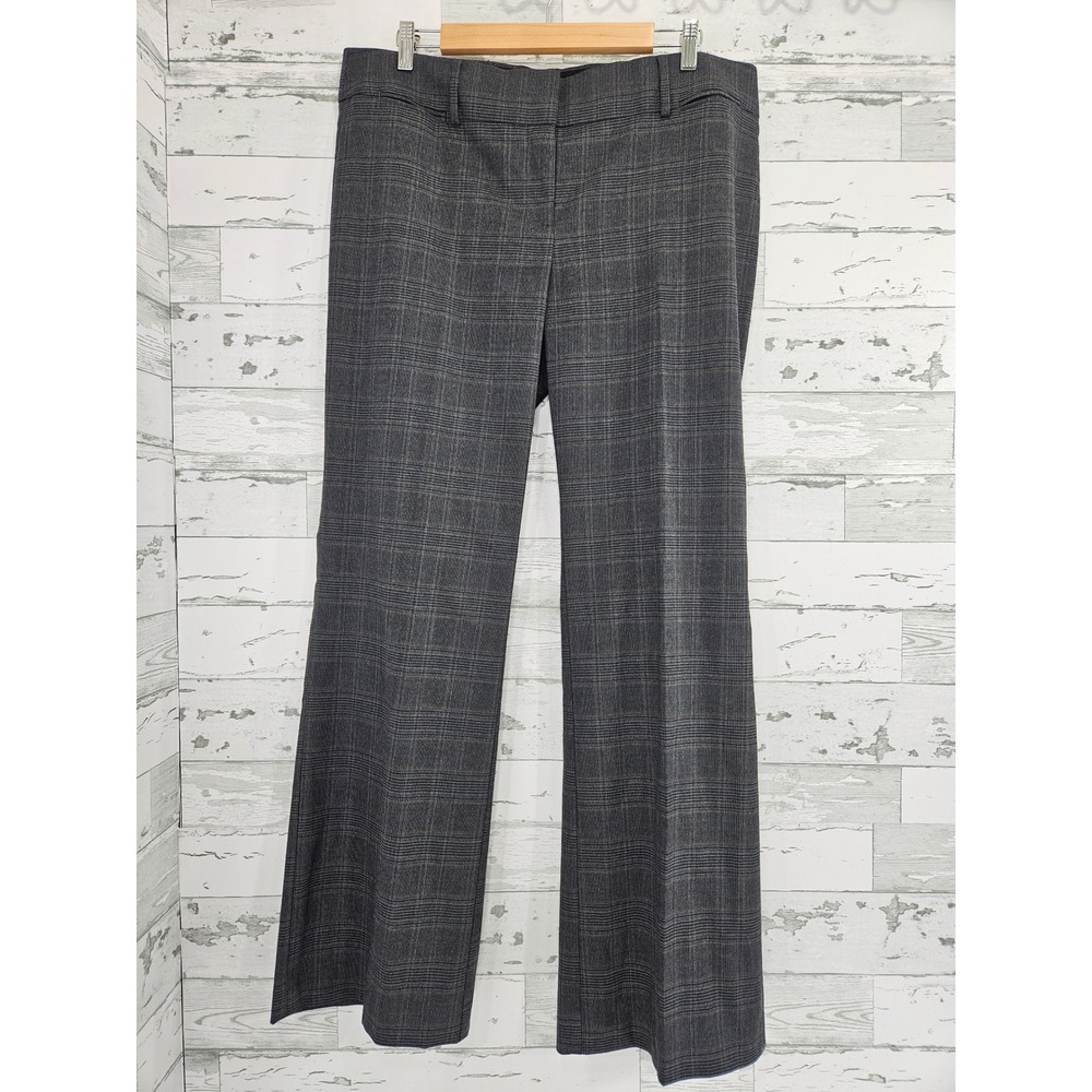 Ann Taylor LOFT Marisa Trouser Pants Gray Glen Plaid Wide Leg Size 14